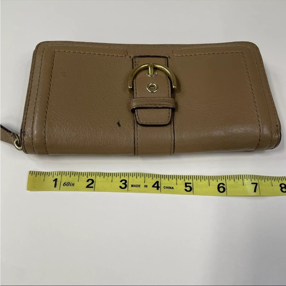 Coach Womens Wallet Zip Around Accordion Solid Beige Leather #0943 - Picture 13 of 15